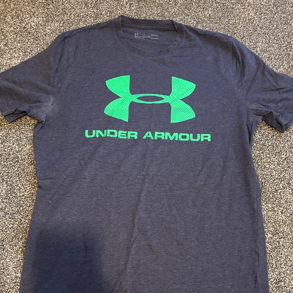Under Armour Navy Short Sleeve Tee with Bright Green Logo